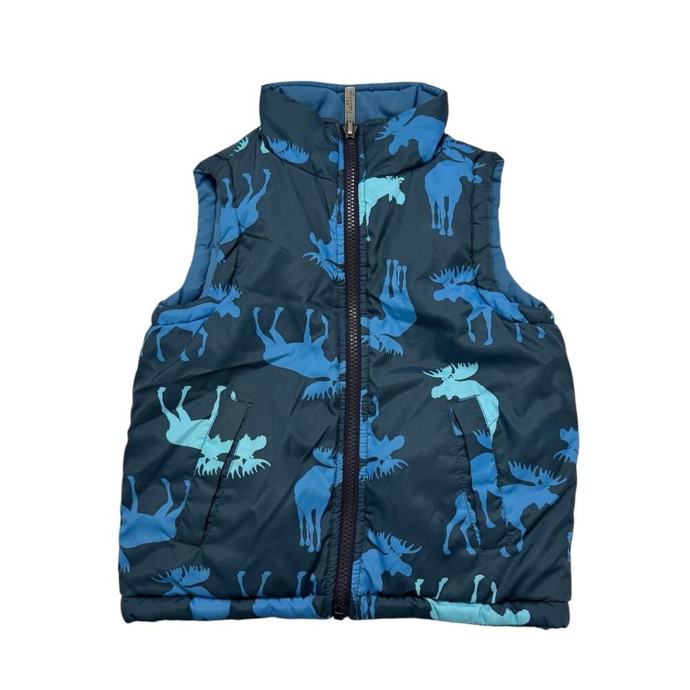 HATLEY Moose Reversible Puffer Vest Blue Size 3 Kids Polyester Zip Pockets